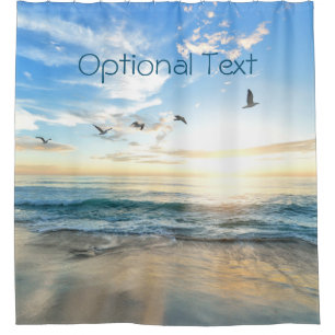 Morning Beach Seagulls Shower Curtain