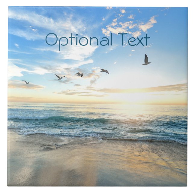 Morning Beach Seagulls Tile (Front)