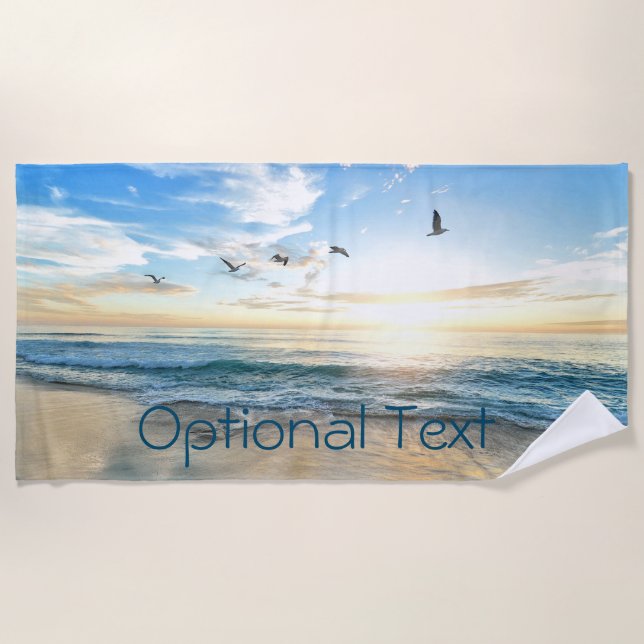 Morning Beach Seagulls Towel (Front)