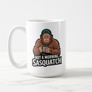 Morning Bigfoot - Sleepy Sasquatch with Coffee Mug