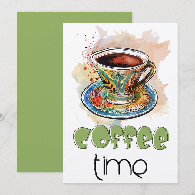 Morning Bliss: Arabic Coffee Qahwa قهوة تايم Invitation (Front/Back)