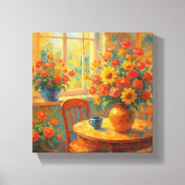 Morning Bliss – Colourful Floral Canvas  (Front)
