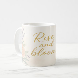 Morning Bloom Watercolor Floral Mug – "Rise and Bl