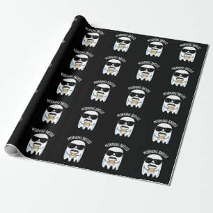 Morning Broo Funny Ghost Coffee Pun Dark BG Wrapping Paper