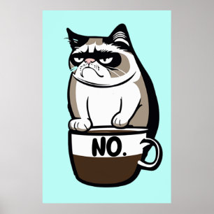 Morning Cat face, Grumpy Cat Humour Poster