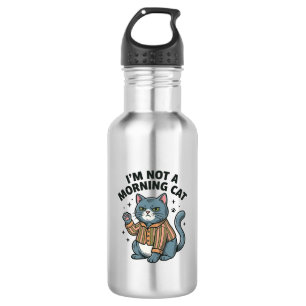 Morning Cat Vintage Engraving Funny Cat T-Shirt De 532 Ml Water Bottle