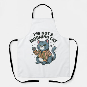 Morning Cat Vintage Engraving Funny Cat T-Shirt De Apron