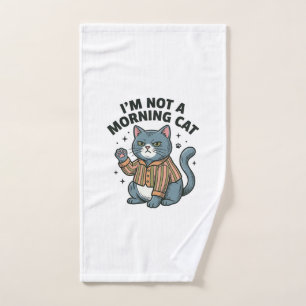 Morning Cat Vintage Engraving Funny Cat T-Shirt De Hand Towel