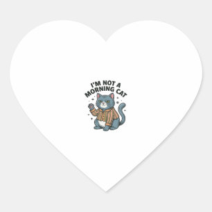 Morning Cat Vintage Engraving Funny Cat T-Shirt De Heart Sticker