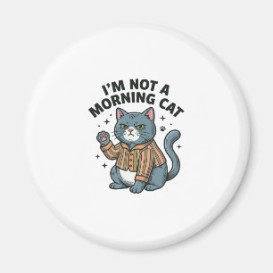 Morning Cat Vintage Engraving Funny Cat T-Shirt De Magnet