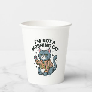 Morning Cat Vintage Engraving Funny Cat T-Shirt De Paper Cups