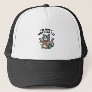 Morning Cat Vintage Engraving Funny Cat T-Shirt De Trucker Hat