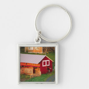 Morning chores on the farm. USA, Vermont, Key Ring