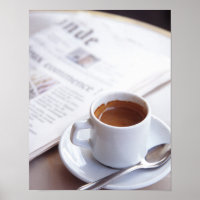 Morning Coffee and Newspaper Poster