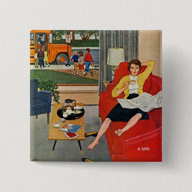 Morning Coffee Break 15 Cm Square Badge (Front)