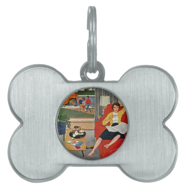 Morning Coffee Break Pet Name Tag (Front)