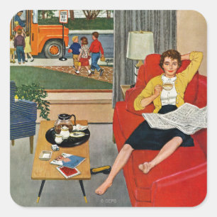 Morning Coffee Break Square Sticker