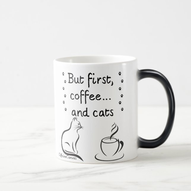 Morning Coffee & Cat Vibes – Cute Minimalist Mug (Right)
