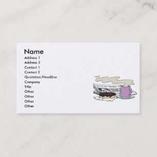 morning coffee doughnut and newspaper paper design business card