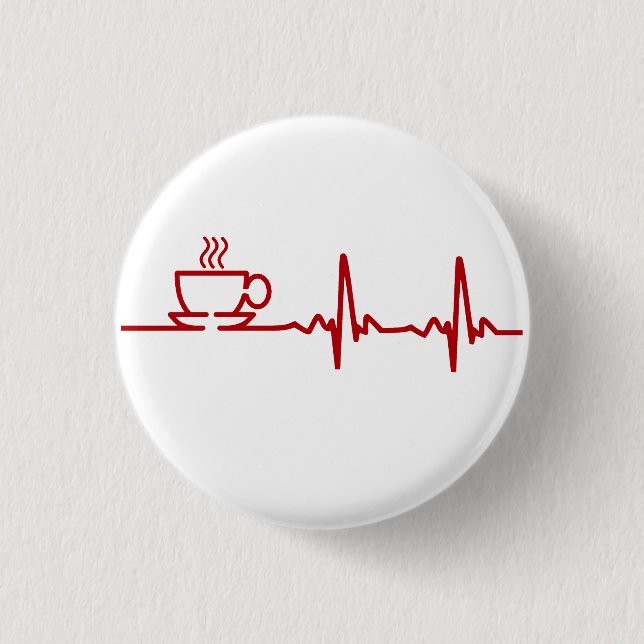 Morning Coffee Heartbeat EKG 3 Cm Round Badge (Front)