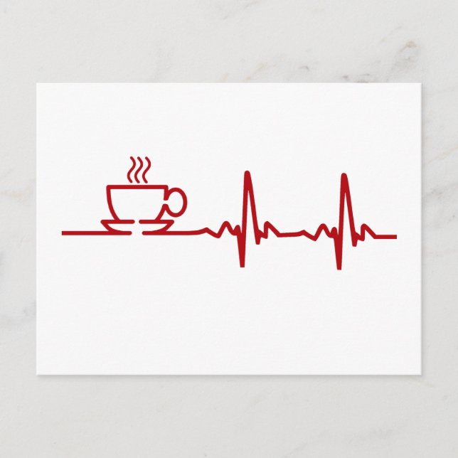 Morning Coffee Heartbeat EKG Postcard (Front)