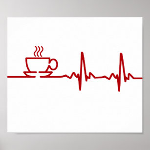 Morning Coffee Heartbeat EKG Poster