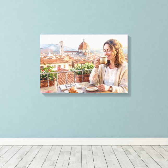 Morning Coffee in Florence Canvas Print (Insitu(Wood Floor))