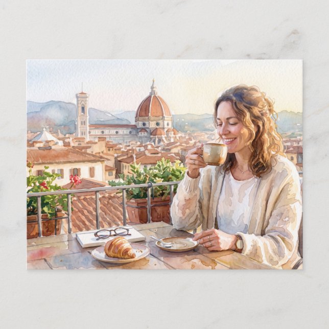 Morning Coffee in Florence Postcard (Front)