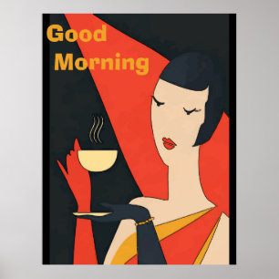 Morning Coffee Vintage Lady Posters