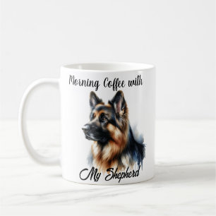 Morning Coffee With My Shepherd Modern Coffee Mug
