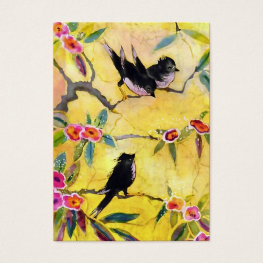 Morning Colours: Bird Painting in Yellow and Pink Business Card