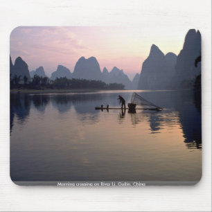 Morning crossing on River Li, Guilin, China Mouse Mat