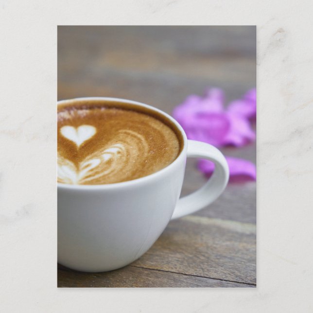 Morning Cup Latte with Heart-Shaped Foam Postcard (Front)