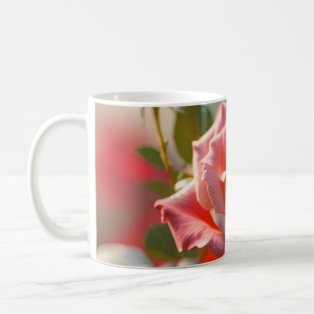 Morning Dew on a Blooming Rose Coffee Mug (Left)