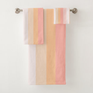 Morning Dew pink and yellow stripes Bath Towel Set