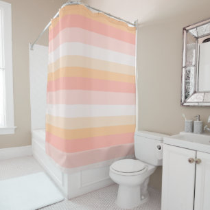 Morning Dew pink and yellow stripes Shower Curtain