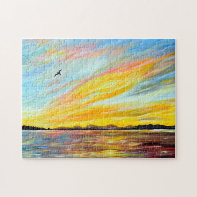 Morning Ferry View Painting Jigsaw Puzzle (Horizontal)