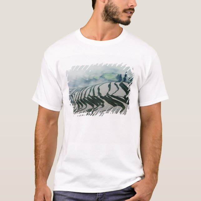 Morning Fog Above Rice Fields T-Shirt (Front)