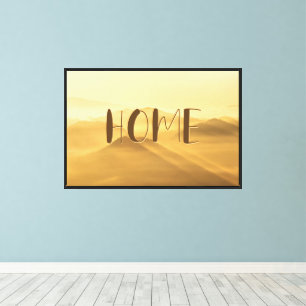 Morning fog gold layers sunrise home quote canvas print