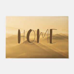 Morning fog gold layers sunrise home quote doormat