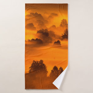 Morning fog over the river floodplainabstract, any bath towel