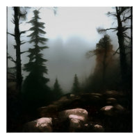 Morning Forest Fog Beyond The Creek Landscape Art 