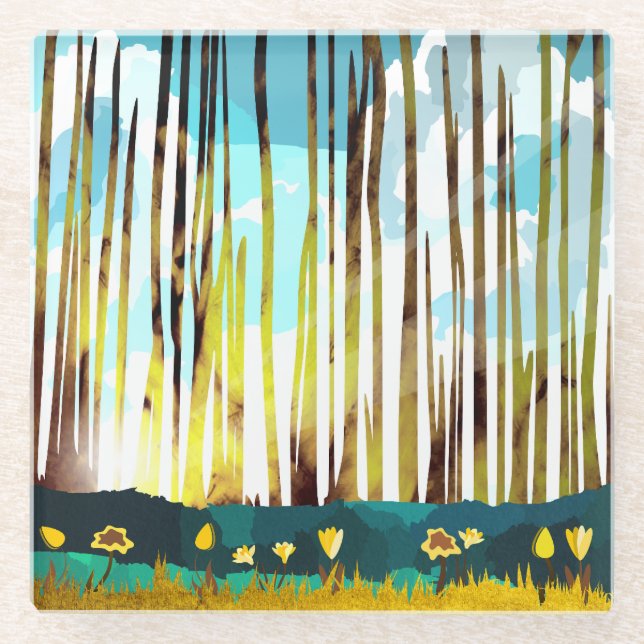 Morning Forest Glass Coaster (Front)