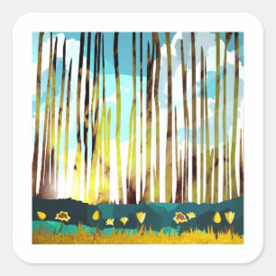 Morning Forest Square Sticker