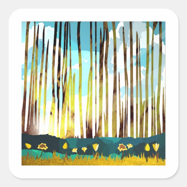 Morning Forest Square Sticker (Front)