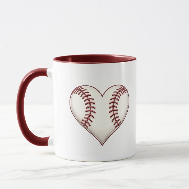 Morning Fuel Baseball Heart Mug (Left)
