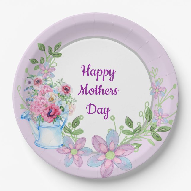 Morning Garden Happy Mothers Day Paper Plate (Front)