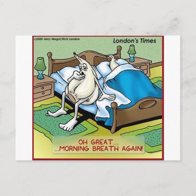 Morning Garlic Breath Funny Offbeat Cartoon Gifts Postcard (Front)