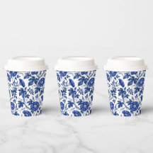Morning Glories Cobalt Blue White Delft Style