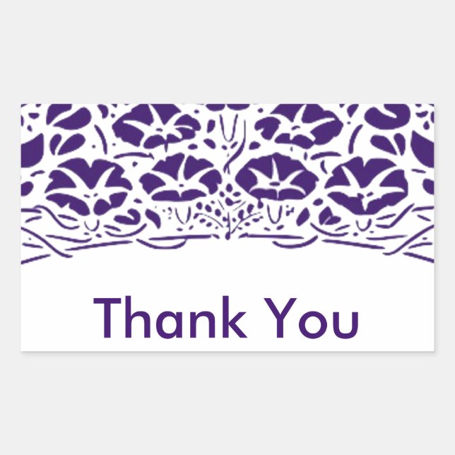 Morning Glories Customisable Thank You Rectangular Sticker (Front)